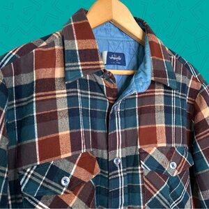 Vintage Wrangler Quilted Flannel Plaid Button Down Shirt